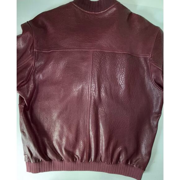 RARE TRUE RELIGION Lamb Leather Bomber Jacket Burgundy Maroon Men's Size 3XL - Picture 8 of 9